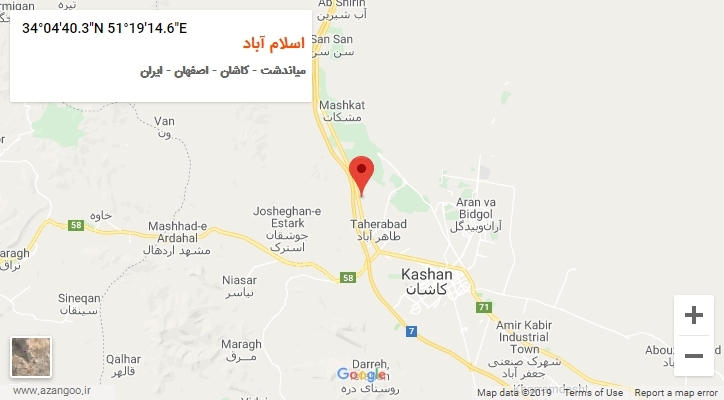روستای اسلام آباد بر روی نقشه