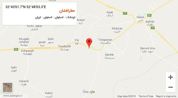 روستای عطرافشان بر روی نقشه