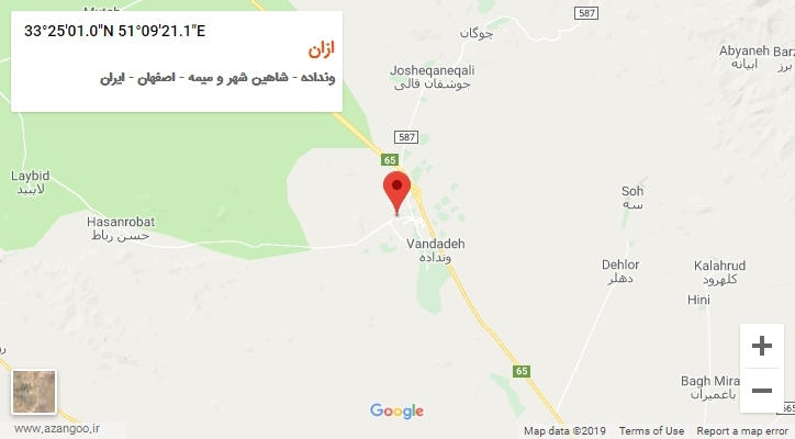 روستای ازان بر روی نقشه