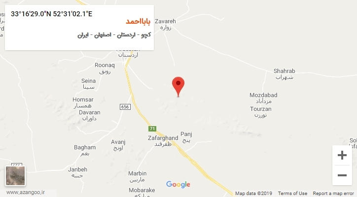 روستای بابااحمد بر روی نقشه