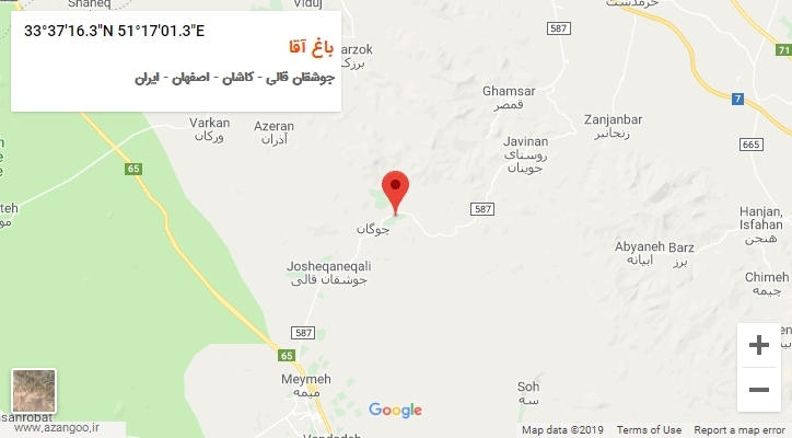 روستای باغ آقا بر روی نقشه