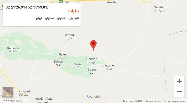 روستای باقرآباد بر روی نقشه