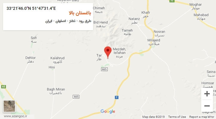 روستای باغستان بالا بر روی نقشه