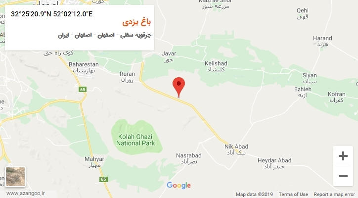 روستای باغ یزدی بر روی نقشه