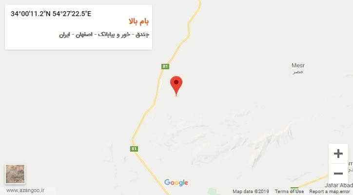 روستای بام بالا بر روی نقشه