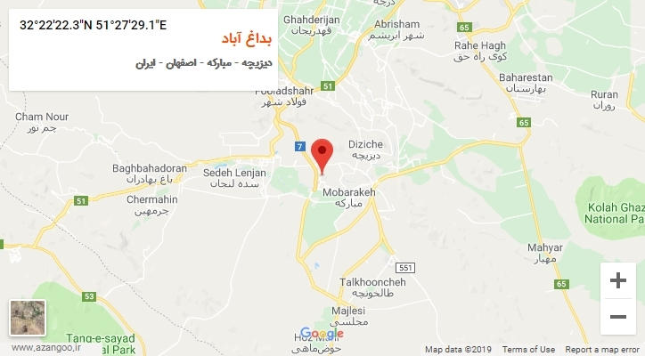 روستای بداغ آباد بر روی نقشه