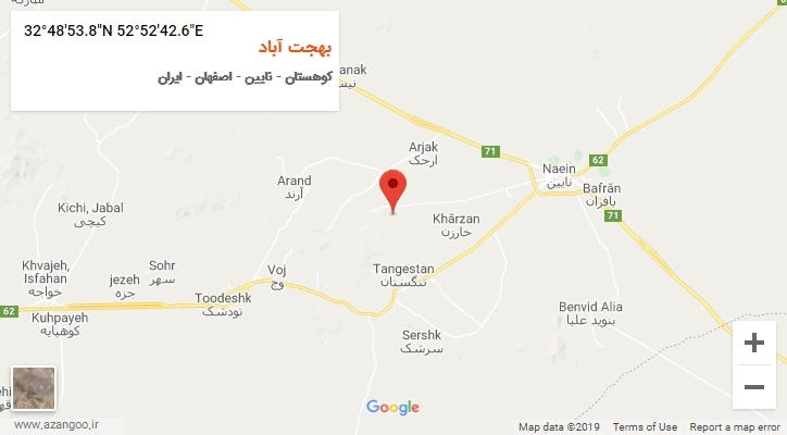 روستای بهجت آباد بر روی نقشه