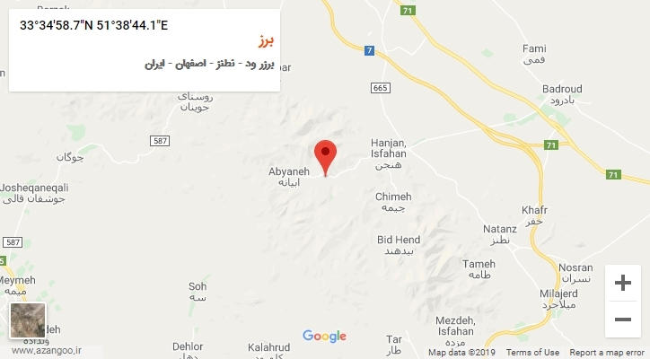 روستای برز بر روی نقشه