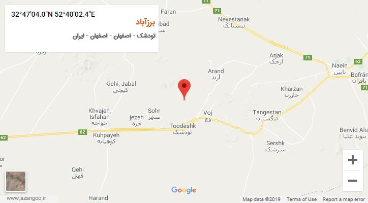 روستای برزآباد بر روی نقشه