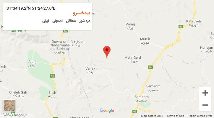 روستای بیدخسرو بر روی نقشه