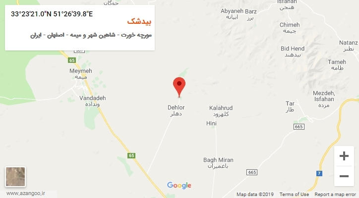 روستای بیدشک بر روی نقشه