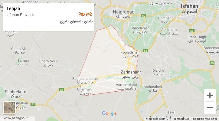 دهستان چم رود بر روی نقشه
