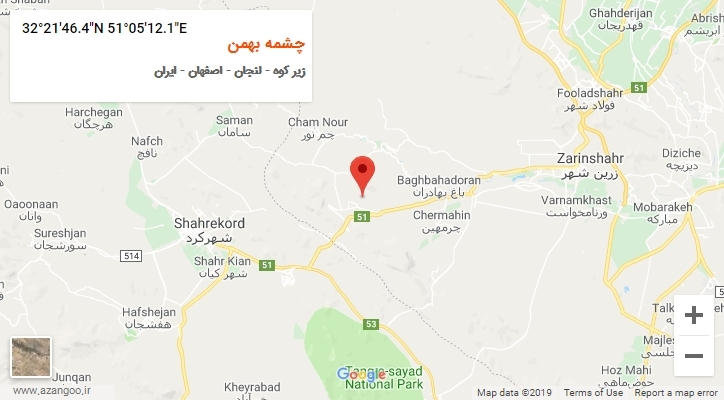 روستای چشمه بهمن بر روی نقشه