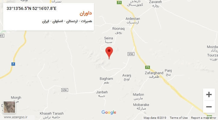 روستای داوران بر روی نقشه