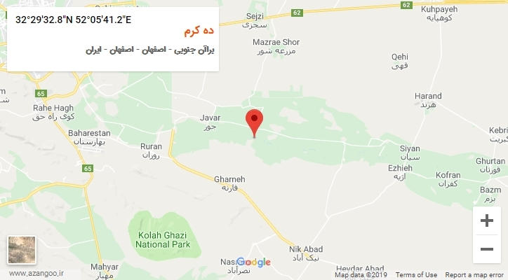 روستای ده کرم بر روی نقشه