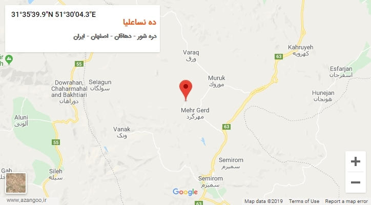 روستای ده نساعلیا بر روی نقشه