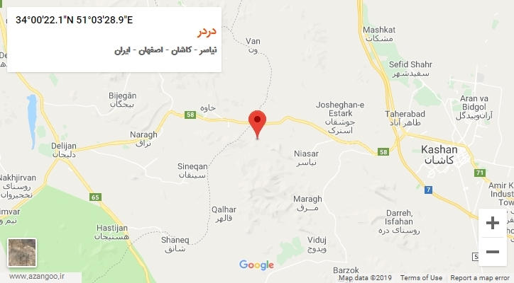 روستای دردر بر روی نقشه