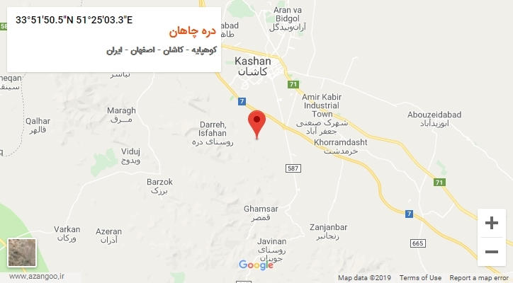 روستای دره چاهان بر روی نقشه