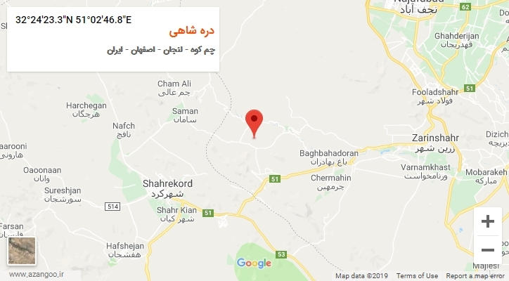 روستای دره شاهی بر روی نقشه