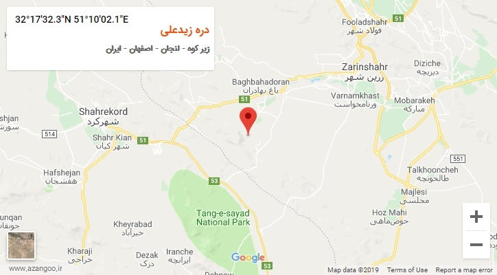روستای دره زیدعلی بر روی نقشه