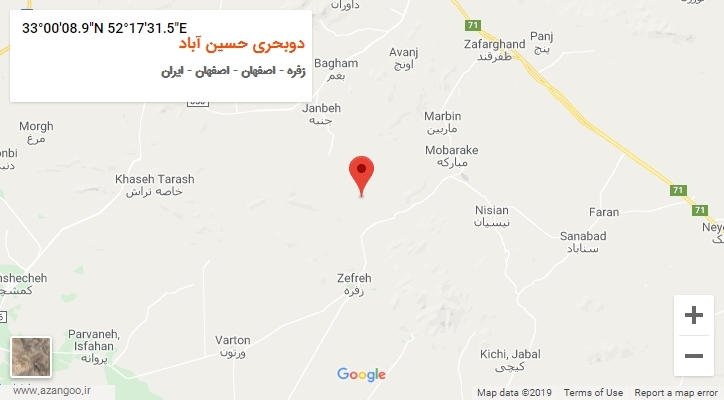 روستای دوبحری حسین آباد بر روی نقشه