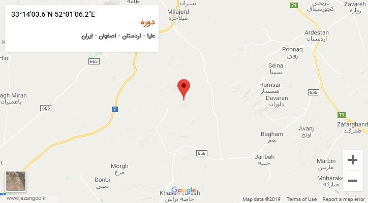روستای دوره بر روی نقشه