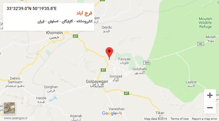 روستای فرج آباد بر روی نقشه