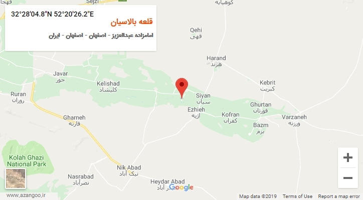روستای قلعه بالاسیان بر روی نقشه