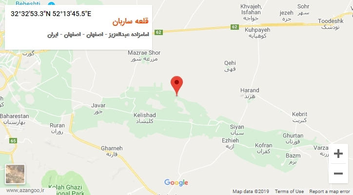 روستای قلعه ساربان بر روی نقشه