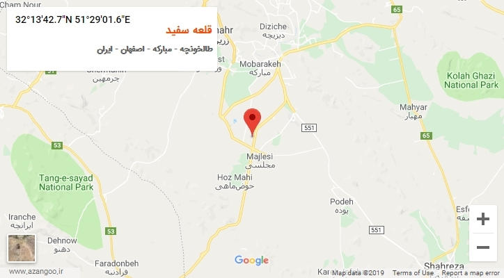 روستای قلعه سفید بر روی نقشه