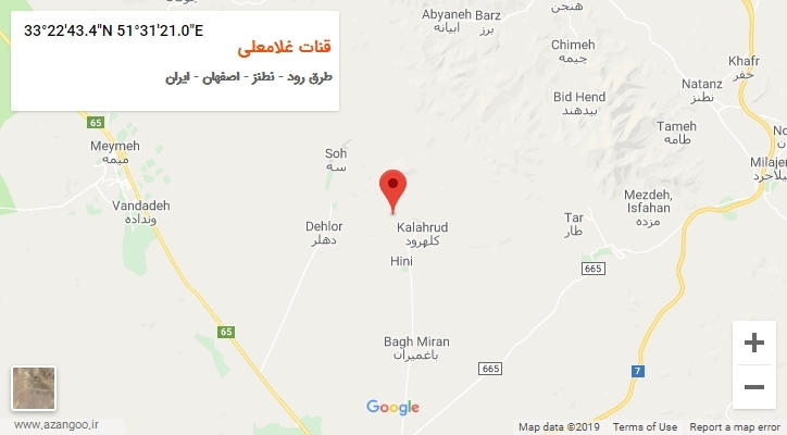روستای قنات غلامعلی بر روی نقشه