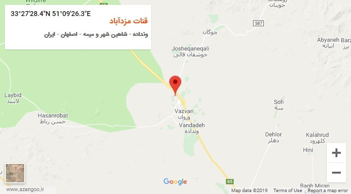 روستای قنات مزدآباد بر روی نقشه
