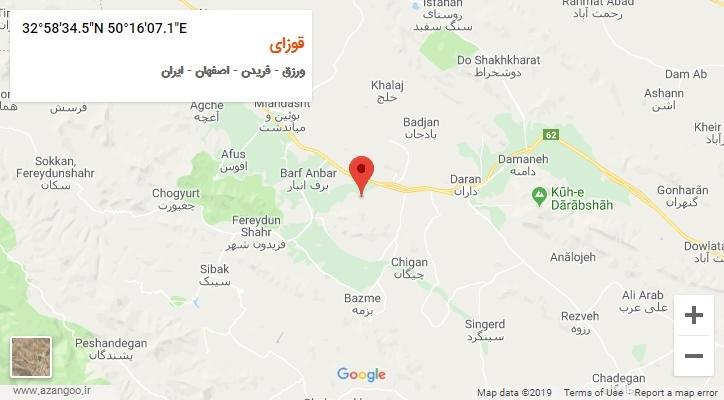 روستای قوزای بر روی نقشه