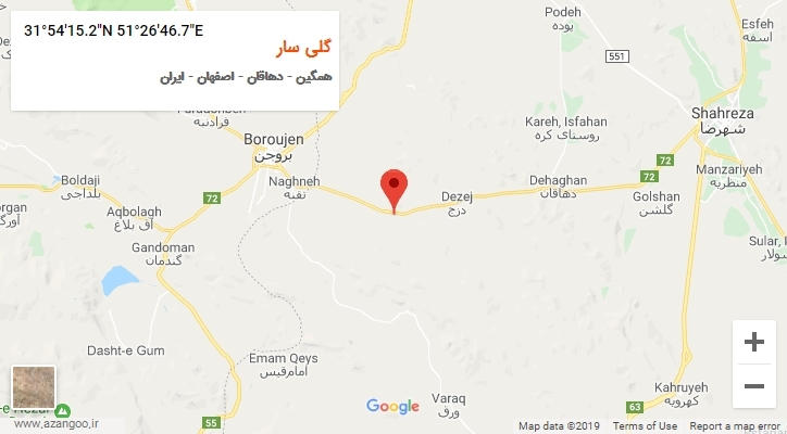 روستای گلی سار بر روی نقشه