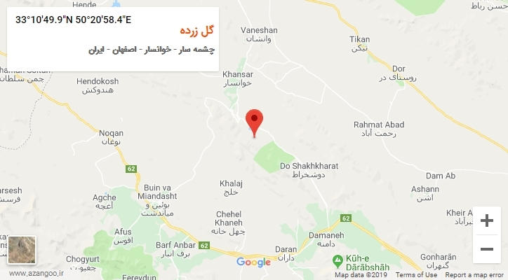 روستای گل زرده بر روی نقشه