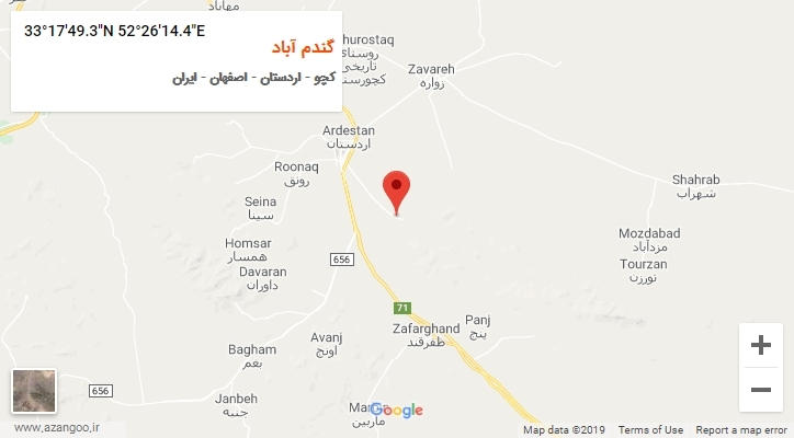 روستای گندم آباد بر روی نقشه