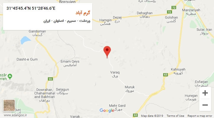 روستای گرم آباد بر روی نقشه
