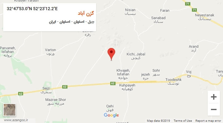روستای گزن آباد بر روی نقشه