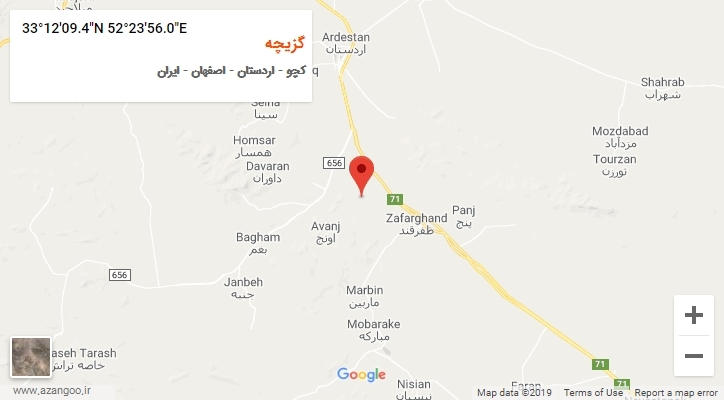 روستای گزیچه بر روی نقشه