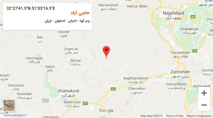 روستای حاجی آباد بر روی نقشه