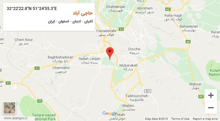 روستای حاجی آباد بر روی نقشه