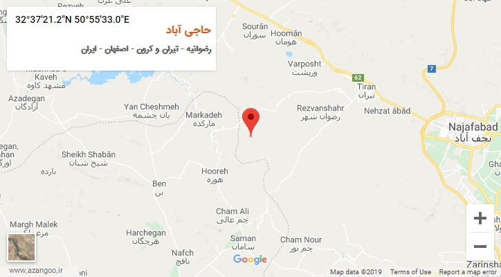 روستای حاجی آباد بر روی نقشه
