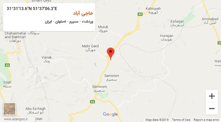 روستای حاجی آباد بر روی نقشه