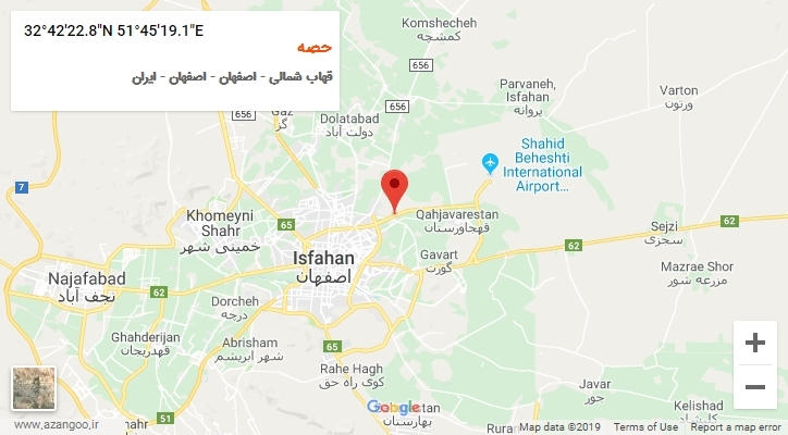 روستای حصه بر روی نقشه