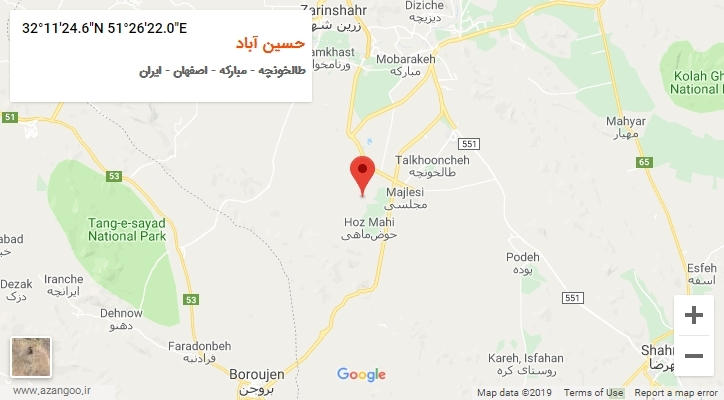روستای حسین آباد بر روی نقشه