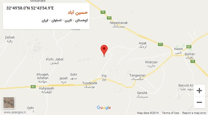 روستای حسین آباد بر روی نقشه