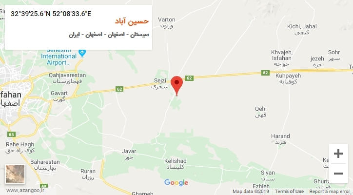 روستای حسین آباد بر روی نقشه