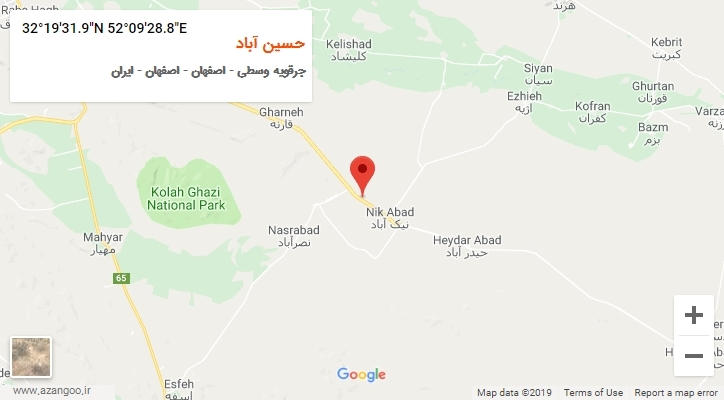 روستای حسین آباد بر روی نقشه