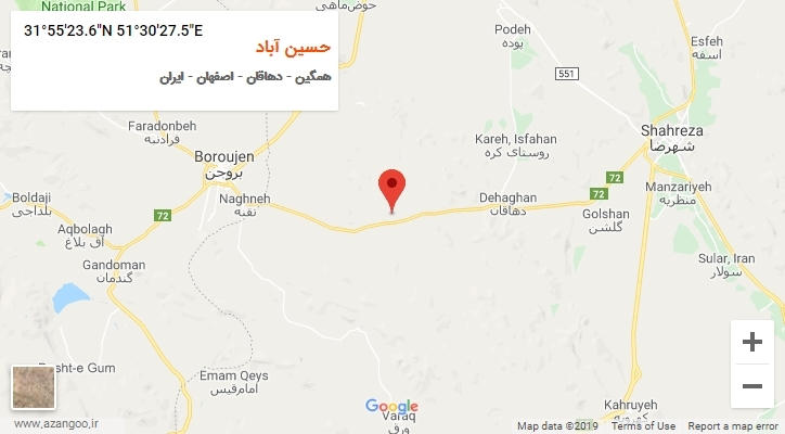 روستای حسین آباد بر روی نقشه