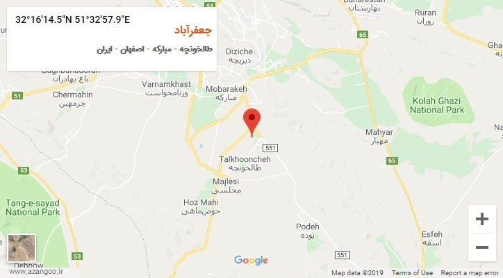 روستای جعفرآباد بر روی نقشه